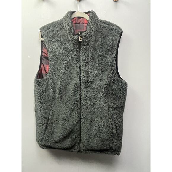 Weatherproof Vest Womens medium Reversible Buffalo Plaid Faux‎ Fur Full Zip - Picture 9 of 10